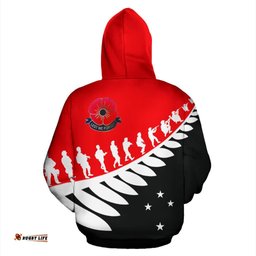 Lest We Forget New Zealand Hoodie Red Special Version