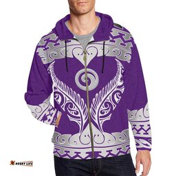 Aotearoa Zip Hoodie Koru Heart Purple