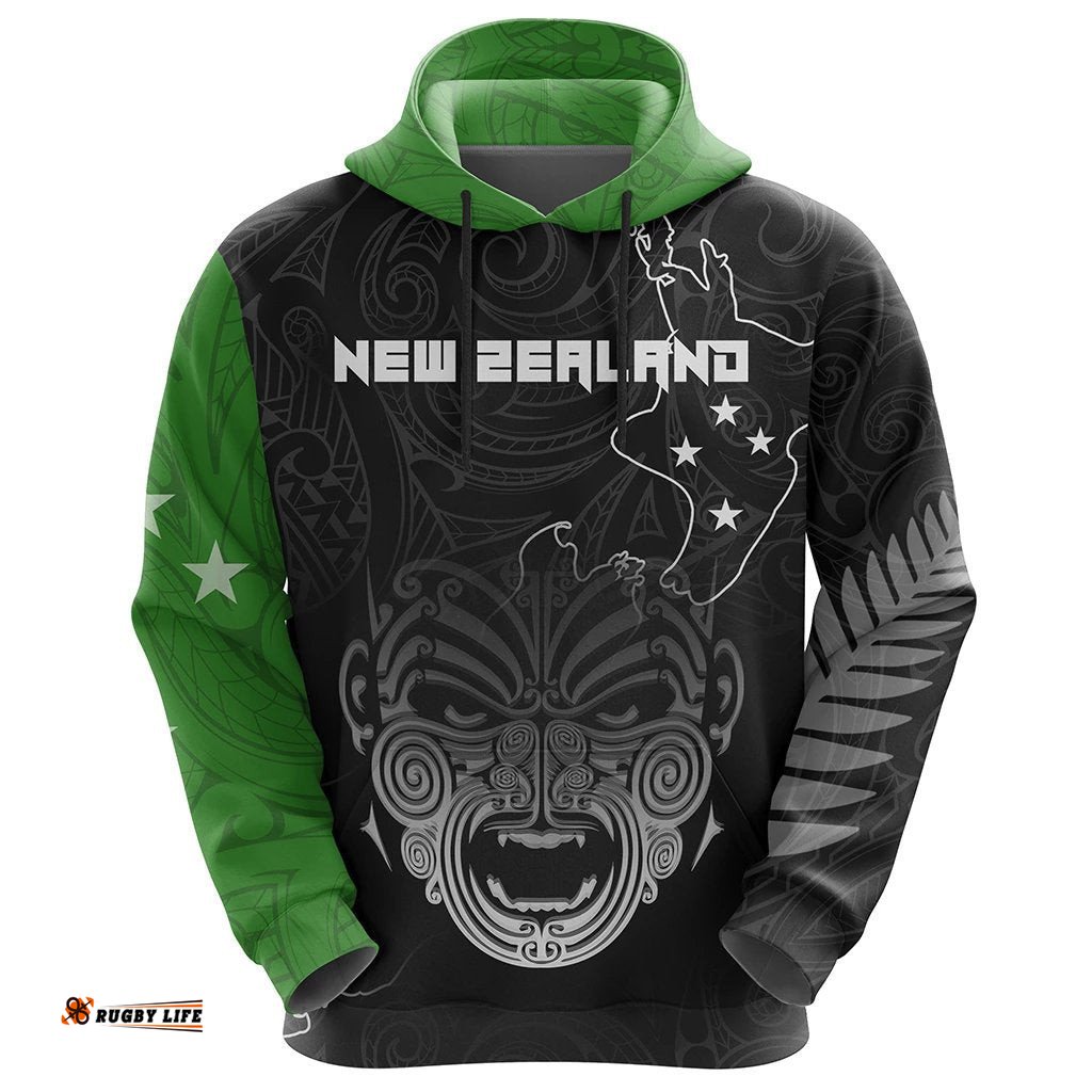 New Zealand Maori Ta Moko Hoodie Green