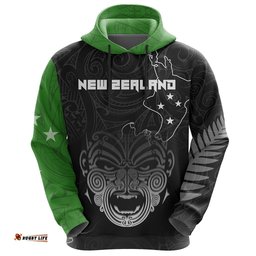 New Zealand Maori Ta Moko Hoodie Green