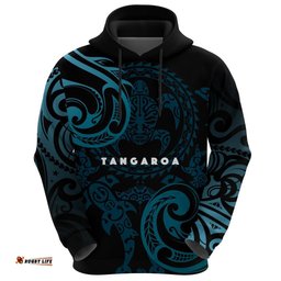 Maori Tangaroa Zip Hoodie Blue