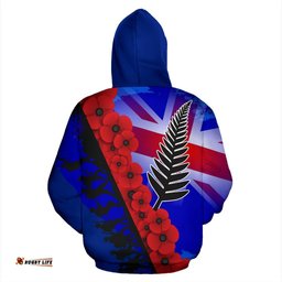 Lest We Forget Silver Fern Poppy Hoodie