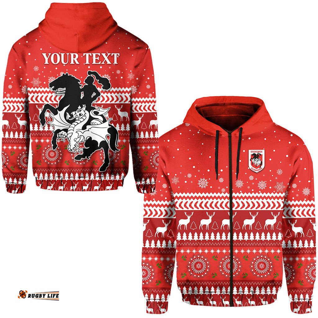 custom personalised dragons zip hoodie christmas st george illawarra