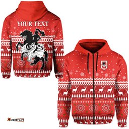 custom personalised dragons zip hoodie christmas st george illawarra