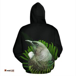 Tui Bird With Silver Fern New Zealand Hoodie