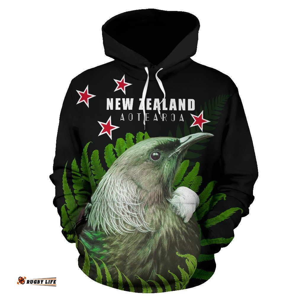Tui Bird With Silver Fern New Zealand Hoodie