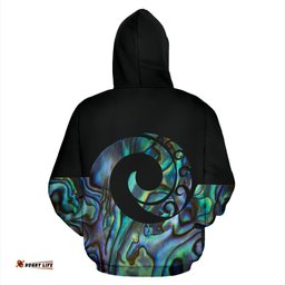 New Zealand Paua Shell Koru All Over Print Hoodie
