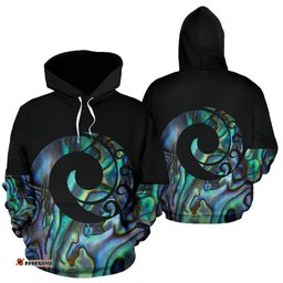 New Zealand Paua Shell Koru All Over Print Hoodie