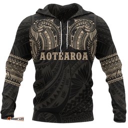 Maori Golden Hoodie, New Zealand Tattoo All Over Print Hoodie
