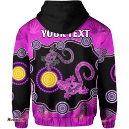 custom personalised aboriginal lizard zip hoodie attracted australia version purple