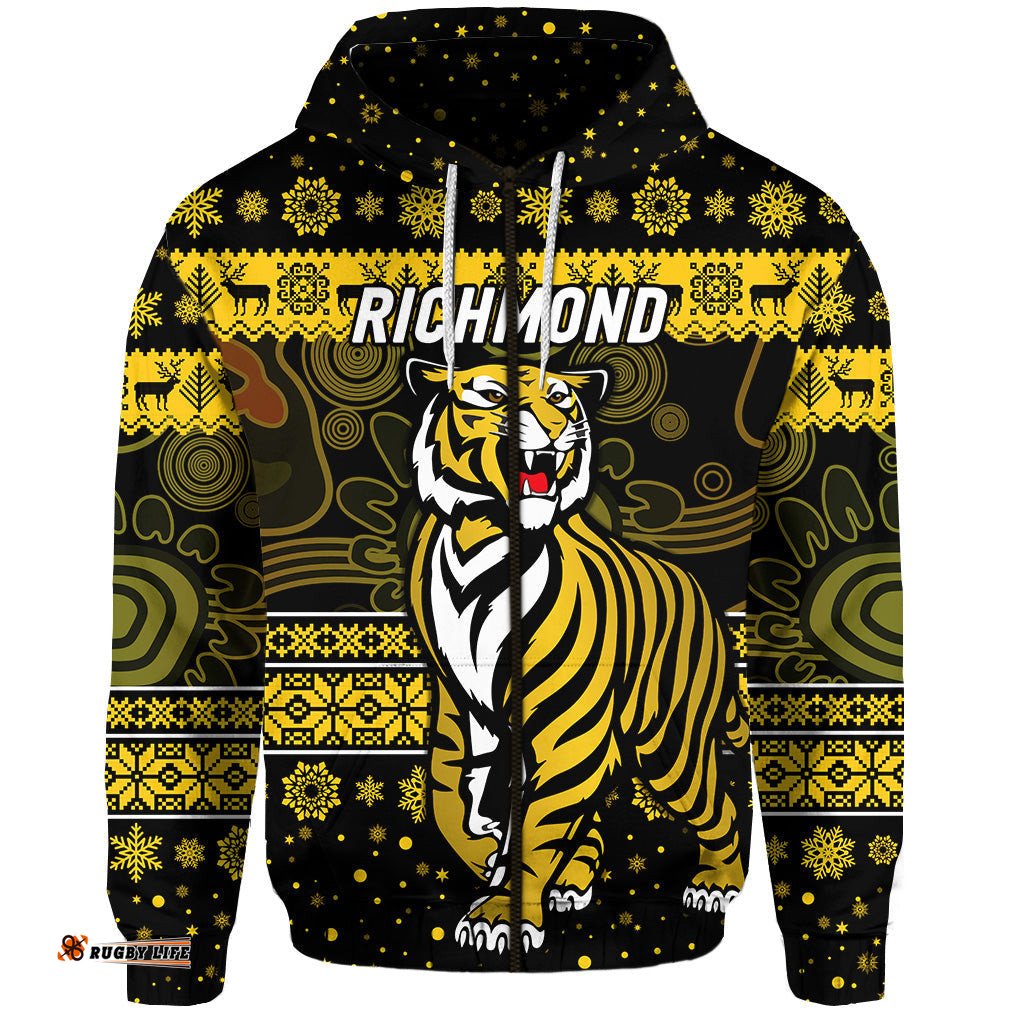 custom personalised richmond tigers zip hoodie christmas simple style black