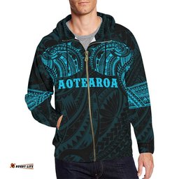 Maori Hoodie, New Zealand Tattoo All Over Print Zip Up Hoodie