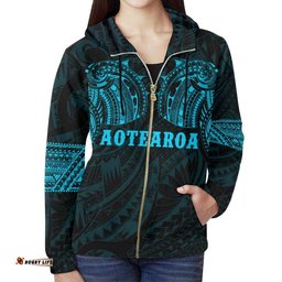 Maori Hoodie, New Zealand Tattoo All Over Print Zip Up Hoodie
