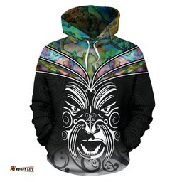 New Zealand Hoodie, Maori Paua Shell Pullover Hoodie
