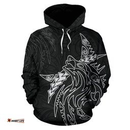 New Zealand Maori Tattoo Wolf Hoodie
