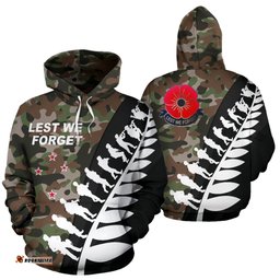 New Zealand ANZAC Hoodie, Lest We Forget Remembrance Day Pullover Hoodie