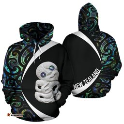 Hei Tiki New Zealand Hoodie, Maori Paua Shell Pullover Hoodie