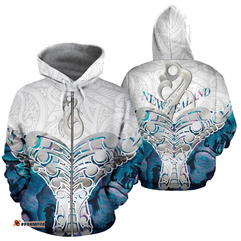 Whale Tail Manaia New Zealand Zip Hoodie