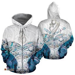 Whale Tail Manaia New Zealand Zip Hoodie