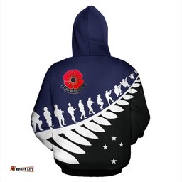 Lest We Forget New Zealand Hoodie Navy Special Version