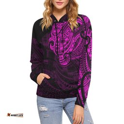 Maori Tattoo Style All Over Hoodie Pink Version