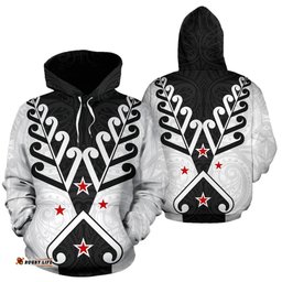 Aotearoa Koru Design Hoodie Black White
