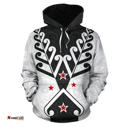 Aotearoa Koru Design Hoodie Black White