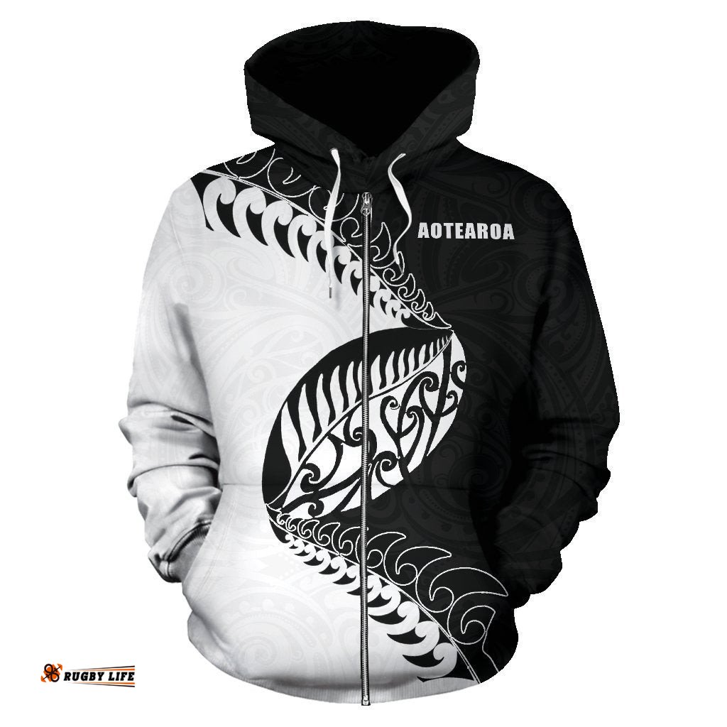 New Zealand Rugby Zip Up Hoodie, Aotearoa Rugby Fern Zipper Hoodie 02