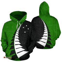 New Zealand Hoodie Silver Fern Black Green