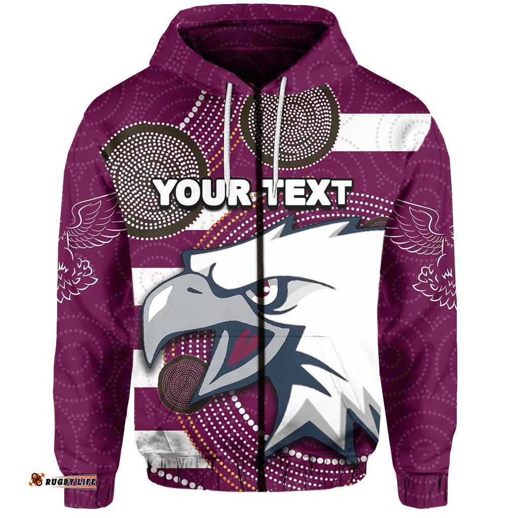 Custom Personalised Sea Eagles Zip Hoodie Aboriginal