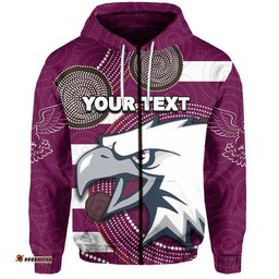 Custom Personalised Sea Eagles Zip Hoodie Aboriginal