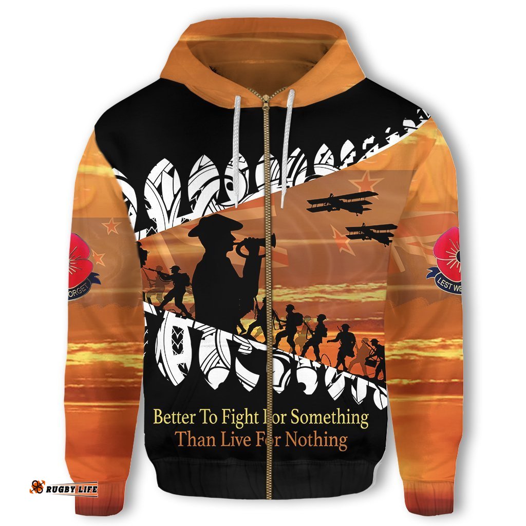 ANZAC New Zealand Zip Hoodie, Lest We Forget Full Zip Hoodie