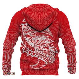 New Zealand Hoodie, Maori Tattoo Pullover Hoodie Polynesian Style Red