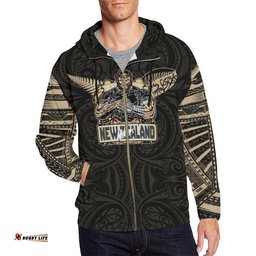 Rugby Aotearoa Tattoo Style All Over Zip Hoodie