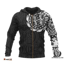 Maori Tattoo Zip Hoodie, New Zealand Lizard Full Zip Hoodie