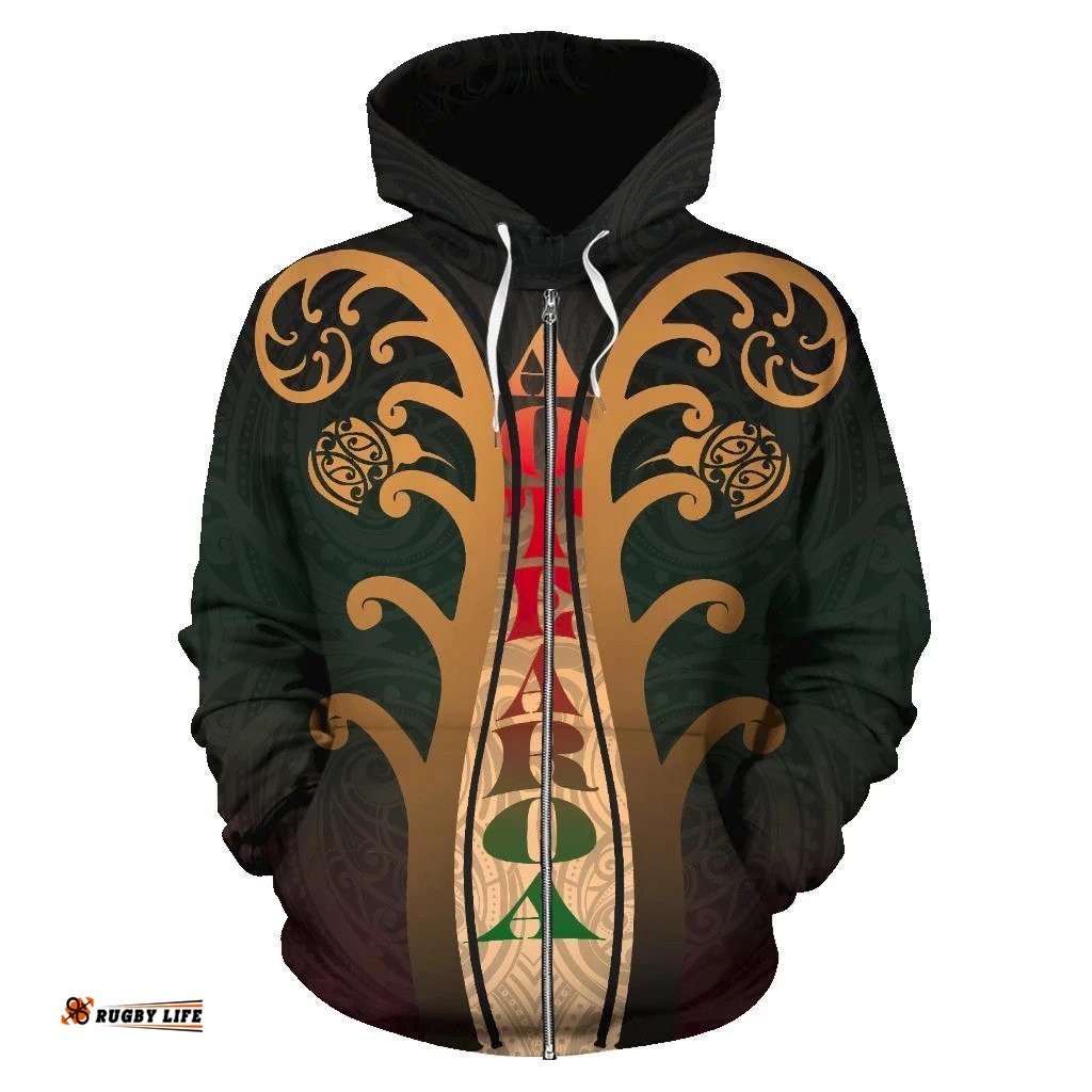 Aotearoa Koru With Kiwi Zip Hoodie