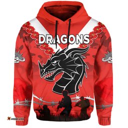 dragons anzac hoodie lest we forget