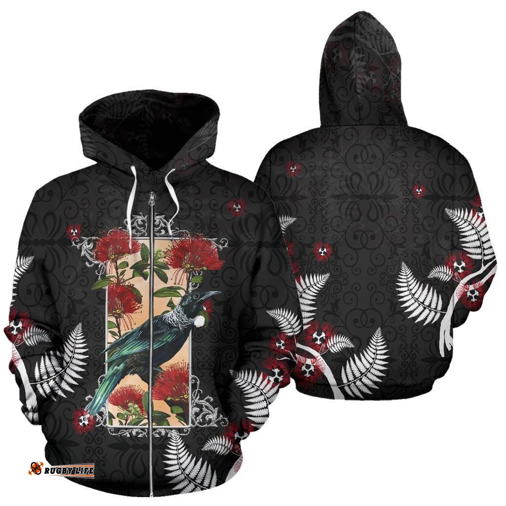 New Zealand Tui Bird Silver Fern Zip Hoodie Special Version