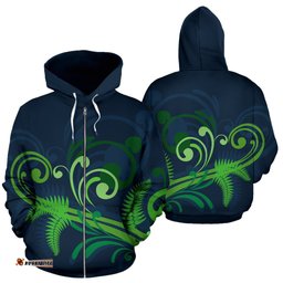 New Zealand Silver Fern Zip Up Hoodie Green