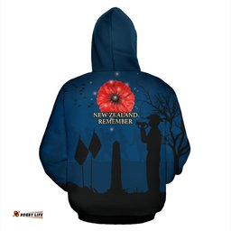 Remembering The ANZACs New Zealand Zip Hoodie