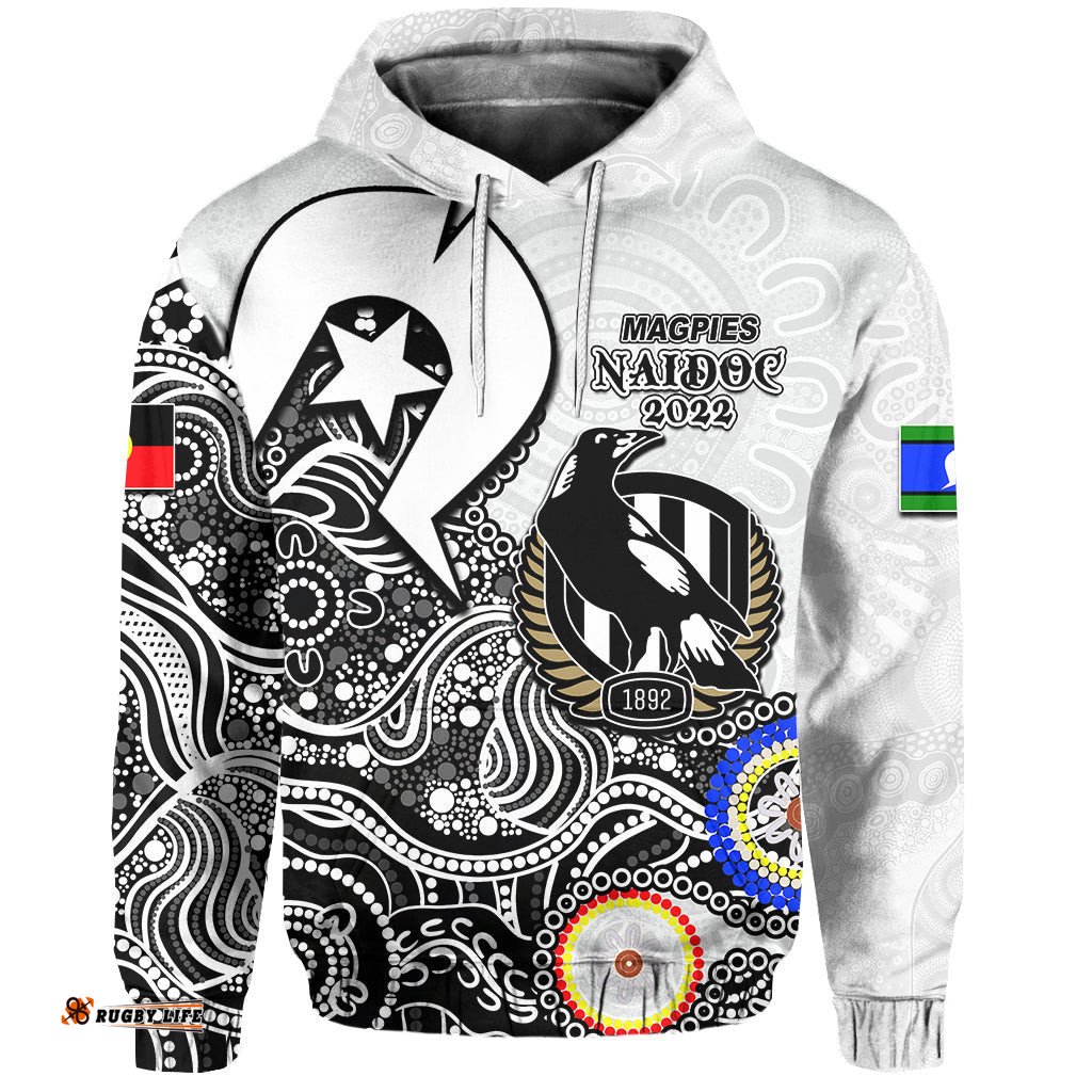 magpies australian football hoodie naidoc patterns