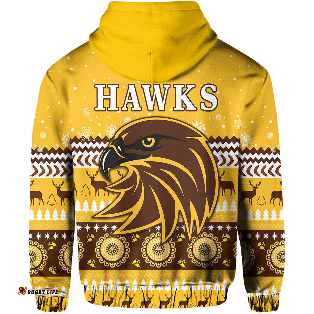 hawks christmas zip hoodie indigenous hawthorn football