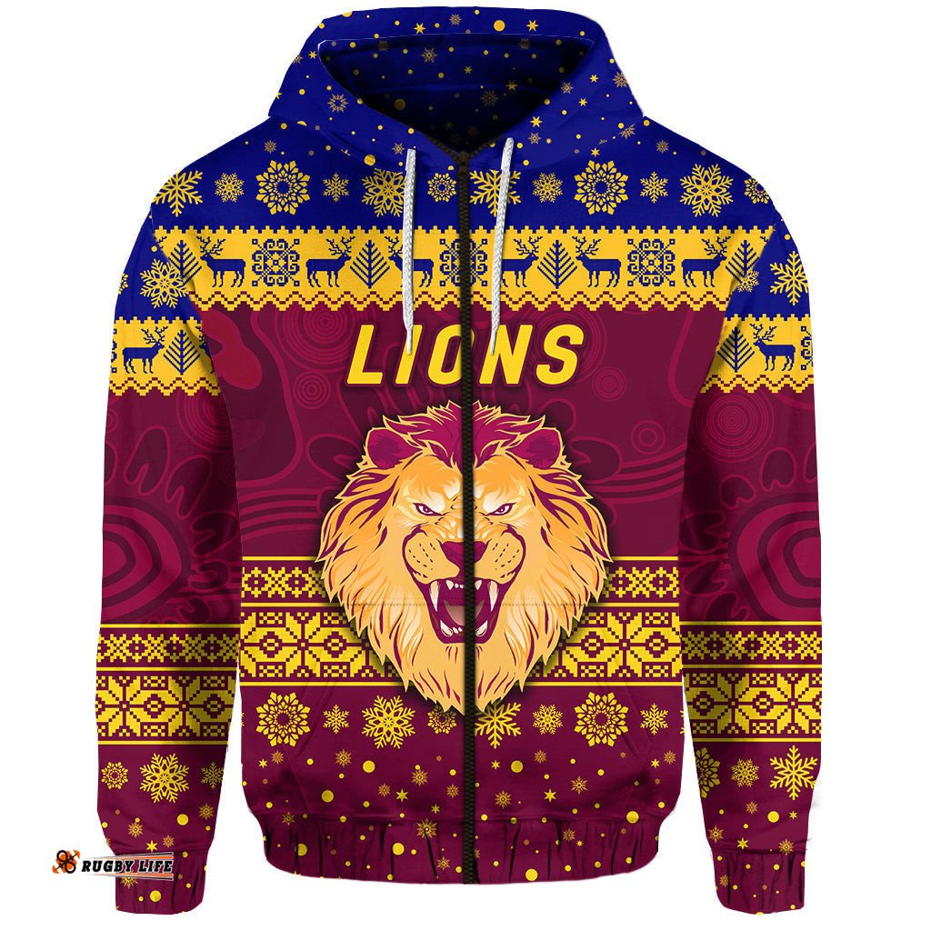brisbane lions zip up and pullover hoodie christmas simple style