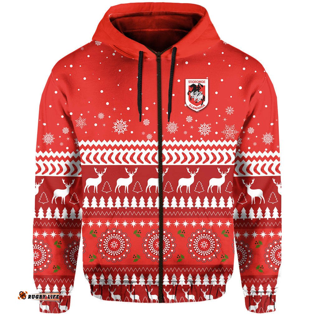 dragons zip hoodie christmas st george illawarra