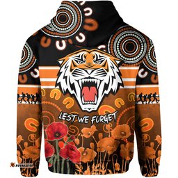 wests tigers anzac hoodie aboriginal lest we forget