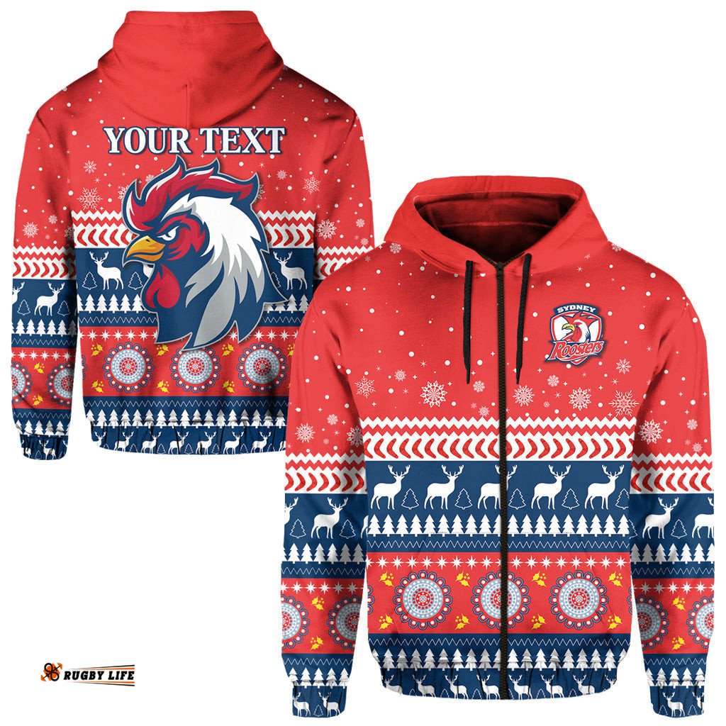 custom personalised roosters zip hoodie merry christmas sydney