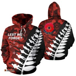 Lest We Forget New Zealand Hoodie Red Camo