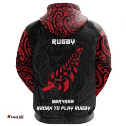 New Zealand Maori Lion Rugby Hoodie Red