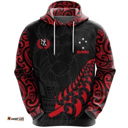 New Zealand Maori Lion Rugby Hoodie Red