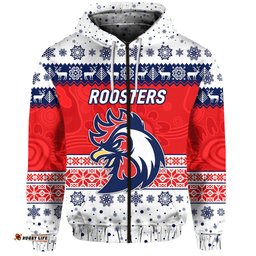custom personalised sydney roosters zip hoodie christmas simple style white